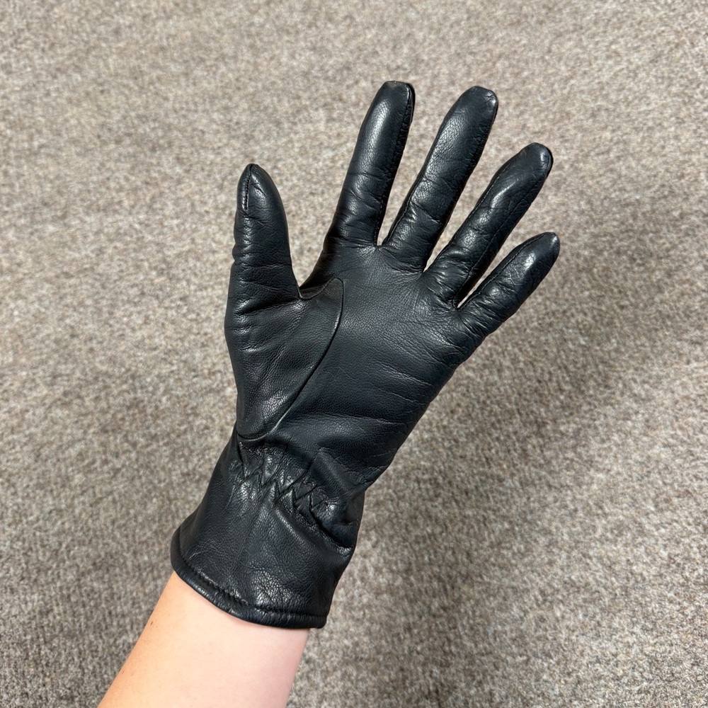 Vintage Fownes Black Genuine Leather Driving Gloves Lined Women’s Size 7.5 M/L - Picture 4 of 7